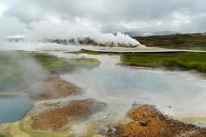 Geothermal area Namafjall Hverir in Iceland. photo