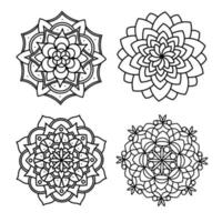 hand drawn vector black mandala set for coloring book.