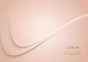 Abstract 3d rose gold curved background with copy space for text. Luxury style template design. vector