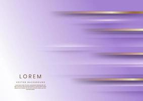 Abstract 3d luxury white and soft purple elegant geometric horizontal overlay layer background with golden lines. vector