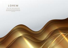 Abstract modern luxury white and gold gradient wavy shape background with golden lines wave and copy space for text. vector