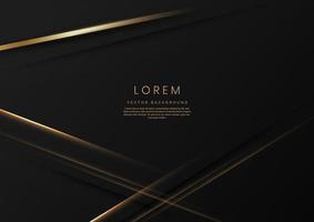 Abstract elegant gold lines diagonal on black background. Luxury style with copy space for text. vector