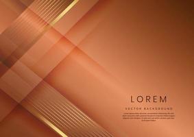 Abstract luxury elegant geometric diagonal overlay layer on brown background with golden lines. vector