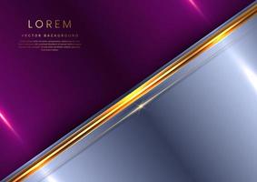 Abstract 3d template diagonal soft blue with gold lines diagonal on violet background. Luxury concept with copy space for text. vector