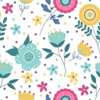 Seamless pattern with doodle flowers. Vector retro flowers for postcards, invitation and scrapbooking.