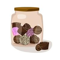 Jar of chocolates on a white background vector