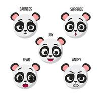 dragset de diferentes emoticonos de un lindo panda pequeño. vector premium