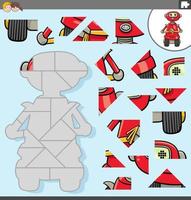 jigsaw puzzle task with cartoon robot character vector