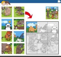 juego de rompecabezas con personajes de animales de dibujos animados vector