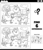 differences game with cartoon cows coloring book page vector