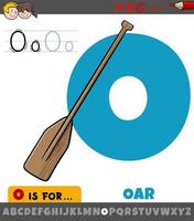 letter O from alphabet with oar object vector