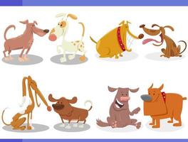 happy cartoon dogs comic characters set vector