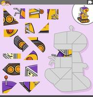 jigsaw puzzle task with comic robot character vector