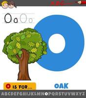 letter O from alphabet with oak tree vector