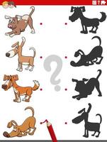 educational shadow game with funny cartoon dogs vector