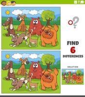 differences game with cartoon dogs animal characters vector