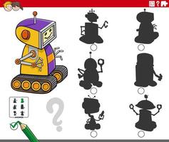 juego de sombras con personaje de robot de dibujos animados vector