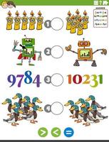greater less or equal math cartoon task for children vector