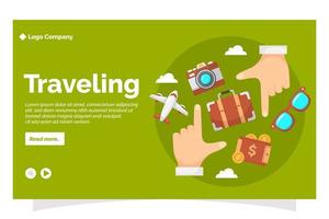 traveling landing page in flat design style vector