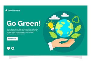 Go green landing page in flat design style vector