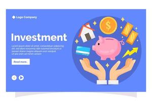 página de inicio de inversión en estilo de diseño plano vector