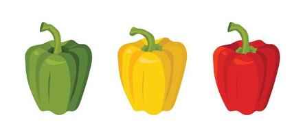 Three paprika, peppers -traffic light. vector