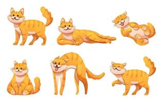 Set of cute cat in various poses cartoon illustration vector