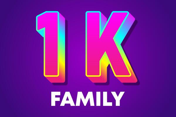 Thank You 1k Followers Celebration, Greeting Card For 1000 Social Media Family