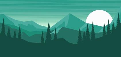 Cartoon Mountain Landscape In Flat Style. Design Element For Poster, Card, Banner, Flyer. Vector Illustration