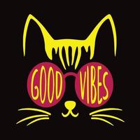 Good Vibes cat poster vector