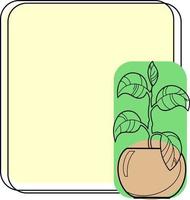 marco amarillo claro cuadrado con una planta de casa en una maceta redonda, ilustración vectorial con un espacio vacío para inserción, icono de emblema vector