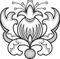 Monochrome vector illustration on a transparent background. Decorative peony flower with petals
