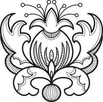 Monochrome vector illustration on a transparent background. Decorative peony flower with petals