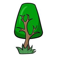 Straight cartoon tree with a beautiful crown, vector illustration on a white background, design element