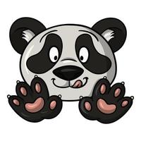 Cute little panda licking, cute fluffy pandas in cartoon style, vector illustration isolated on white background