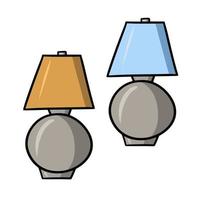 A set of round simple table lamps with different shades, vector illustration in cartoon style on a white background