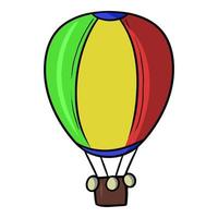 Multicolored hot air balloon, an interesting journey, Vector illustration in cartoon style on a white background