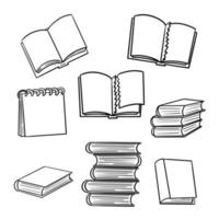 A set of vector monochrome linear illustration, coloring book, torn pages without text, science and education.