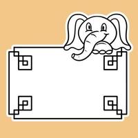 marco rectangular con un elefante bebé divertido, con un espacio de copia vacío, ilustración vectorial en estilo de dibujos animados vector