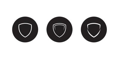 Shield icon set collection. Defense, guard, protection vector in black circle