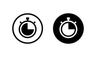 Stopwatch, timer icon vector in circle line