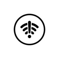Wifi off, No internet connection icon vector in circle line