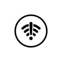 Wifi off, No internet connection icon vector in circle line