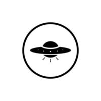 UFO, unidentified flying object icon vector in circle line