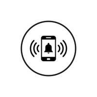Ringing Bell Icon on Screen Smartphone. Notification sign symbol vector