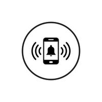 icono de campana sonando en el teléfono inteligente de pantalla. vector de símbolo de signo de notificación