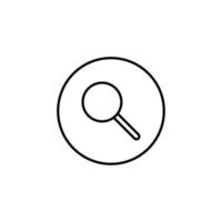 Magnifying glass icon vector in circle line