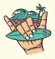 Chill out shaka hand sign illustration vector