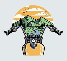 Adventure of a rider in the mountains illustration