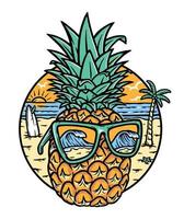 Cool pineapple on the beach illustration vector